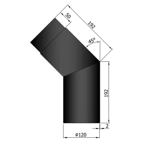 Bøjning Ø 120 mm - 45 gr. u. renseklap