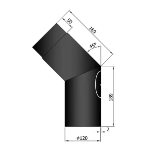 Bøjning Ø 120 mm - 45 gr. m. renseklap
