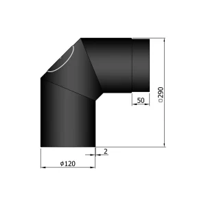 Bøjning Ø 120 mm - 2 x 45 gr. m. renseklap