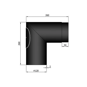 Bøjning Ø 120 mm - 90 gr. med renseklap