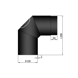 Bøjningn Ø 130 mm - 2x45 gr. m. rens