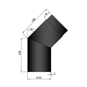 Bøjning Ø 150 mm - 45 gr.