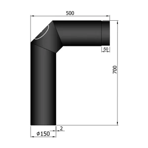 Bøjning Ø 150 m. renseklap 50x70 cm