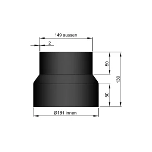 Reduktion Ø180 mm til Ø150 mm