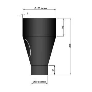 Udvidelse/kobling Ø80 - 150 mm med renseklap 158 indv