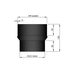 Udvidelse Ø120 mm til Ø 150 mm.