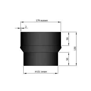 Udvidelse Ø150 mm til Ø180 mm