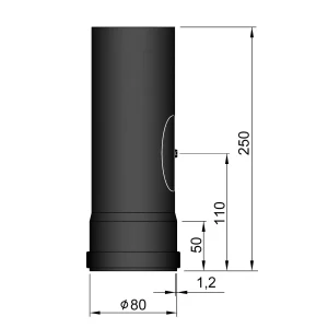 Lige rør Ø 80 mm/250 mm med renseklap