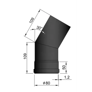 Bøjning Ø 80 mm - 30 gr. uden renseklap