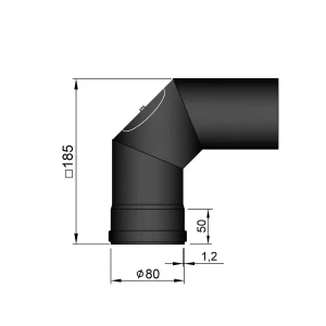 Bøjning Ø 80 mm - 2x45 med renseklap