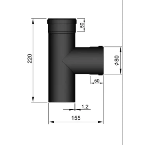 T-stykke Ø 80 mm - muffe/muffe