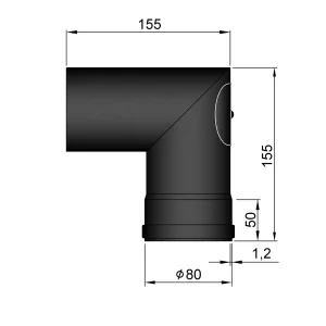 Bøjning Ø 80 mm - 90 gr. med renseklap