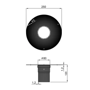 Rosette med bøsning unico, 85 mm kant