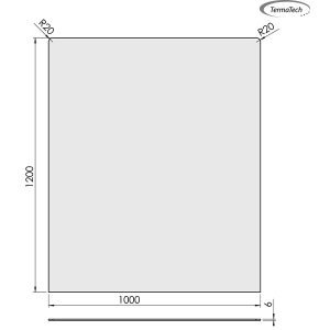Firkant - 1000x1200 mm / 6 mm glas.