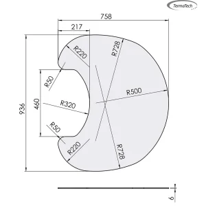 Form glasplade til TT20+TT21+TT23+TT44 936x758mm
