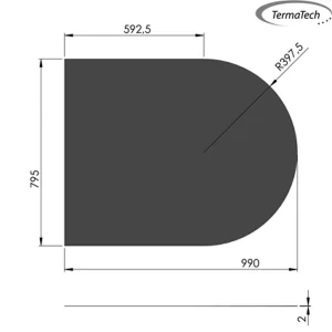 Lige med cirkelbue - 795x990 mm