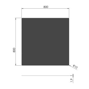 Gulvplade firkantet 800x800 mm (sort stål)