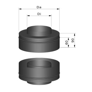 Tilslutning til T-stykke + top/ Ø80 mm