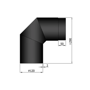 Bøjning Ø 120 mm - 2 x 45 gr. u. renseklap