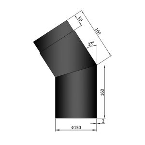 Bøjning Ø 150 mm - 33 gr. sort