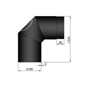 Bøjning Ø 150 mm - 2x45° med renseklap