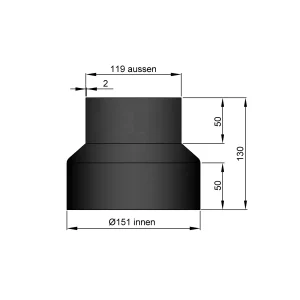 Reduktion Ø150 mm til Ø120 mm