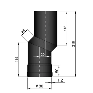 S-bøjning Ø 80 mm forskyder 20 mm.