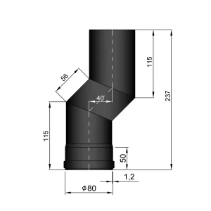 S-bøjning Ø 80 mm forskyder 40 mm