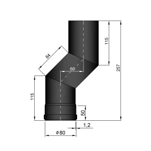 S-bøjning Ø 80 mm forskyder 60 mm
