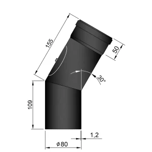 Bøjning Ø 80 mm - 30 gr. med renseklap