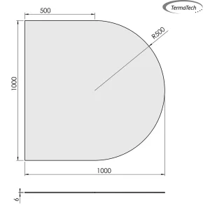 Lige med cirkelbue - 1000x1000 mm