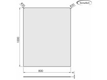 Gulvplade firkantet 800x1000mm 2 afrundede hjørner R20mm (6 mm glas)