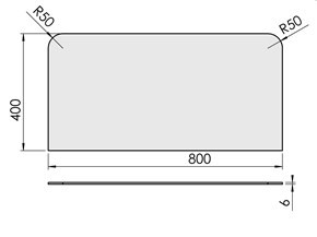 Firkant 800 x 400 mm (6 mm glas)