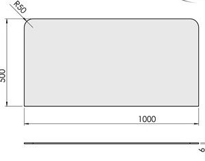 Firkant 1000 x 500 mm (6 mm glas)
