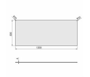Firkant 1200 x 500 mm (6 mm glas)