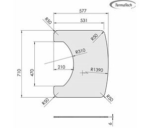 Form glasplade til TT20+TT21+TT23+TT44 lille 710x577mm