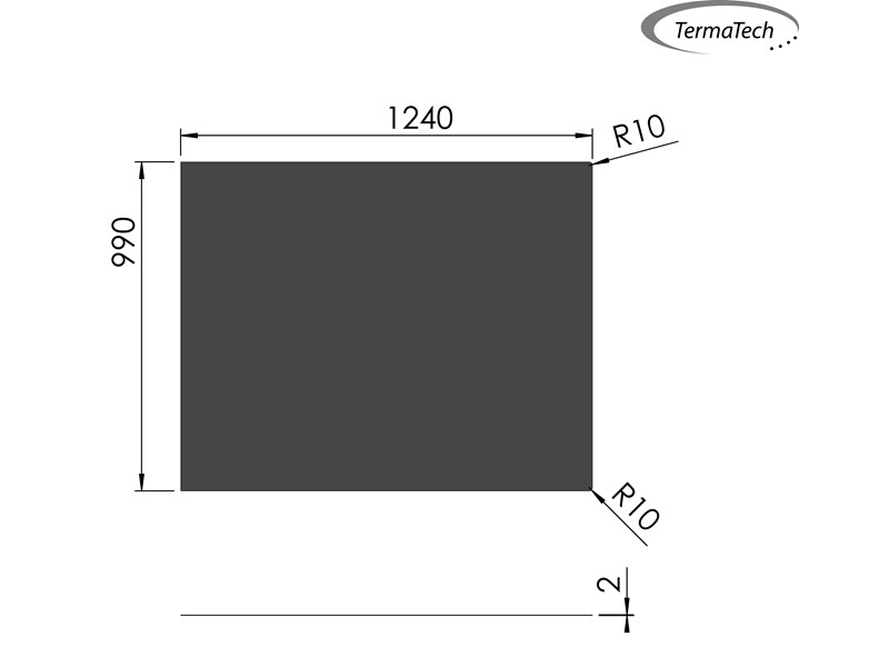Firkant - 990 x 1240 mm. /2 mm stål