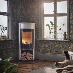 Contura 610G Style, glaslåge, aluminiumstop og lukket bagefag, hvid.