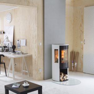 Contura 556 style hvid med glaslåge og glastop
